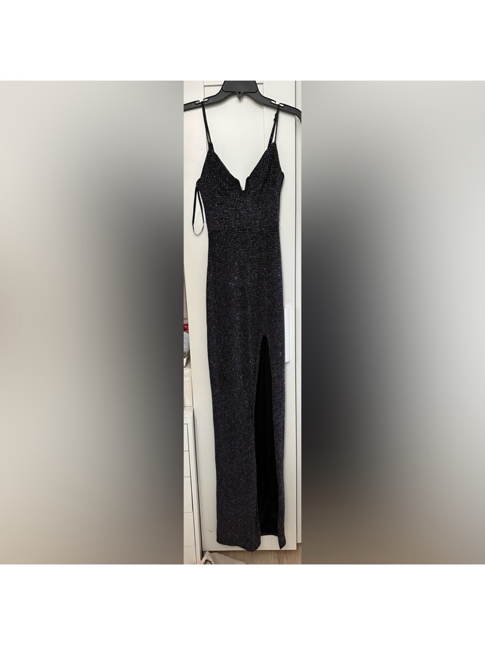 City Studio Black Sparkle Slit Maxi Dress